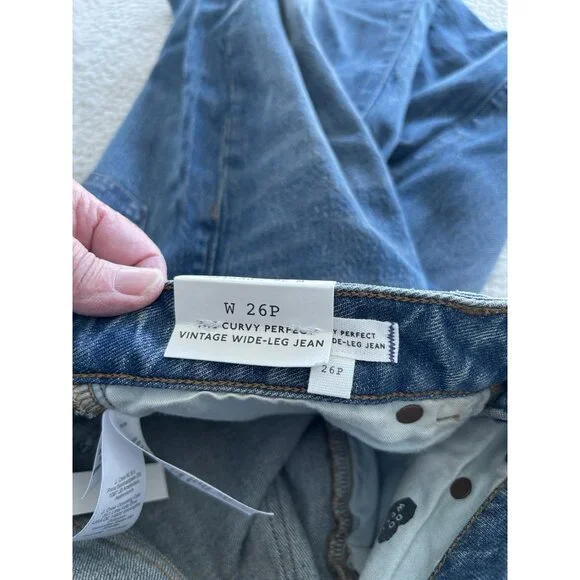 MADEWELL $148 The Curvy Perfect Vintage Wide-Leg Jeans Harvey Wash Size 26P - Picture 14 of 16